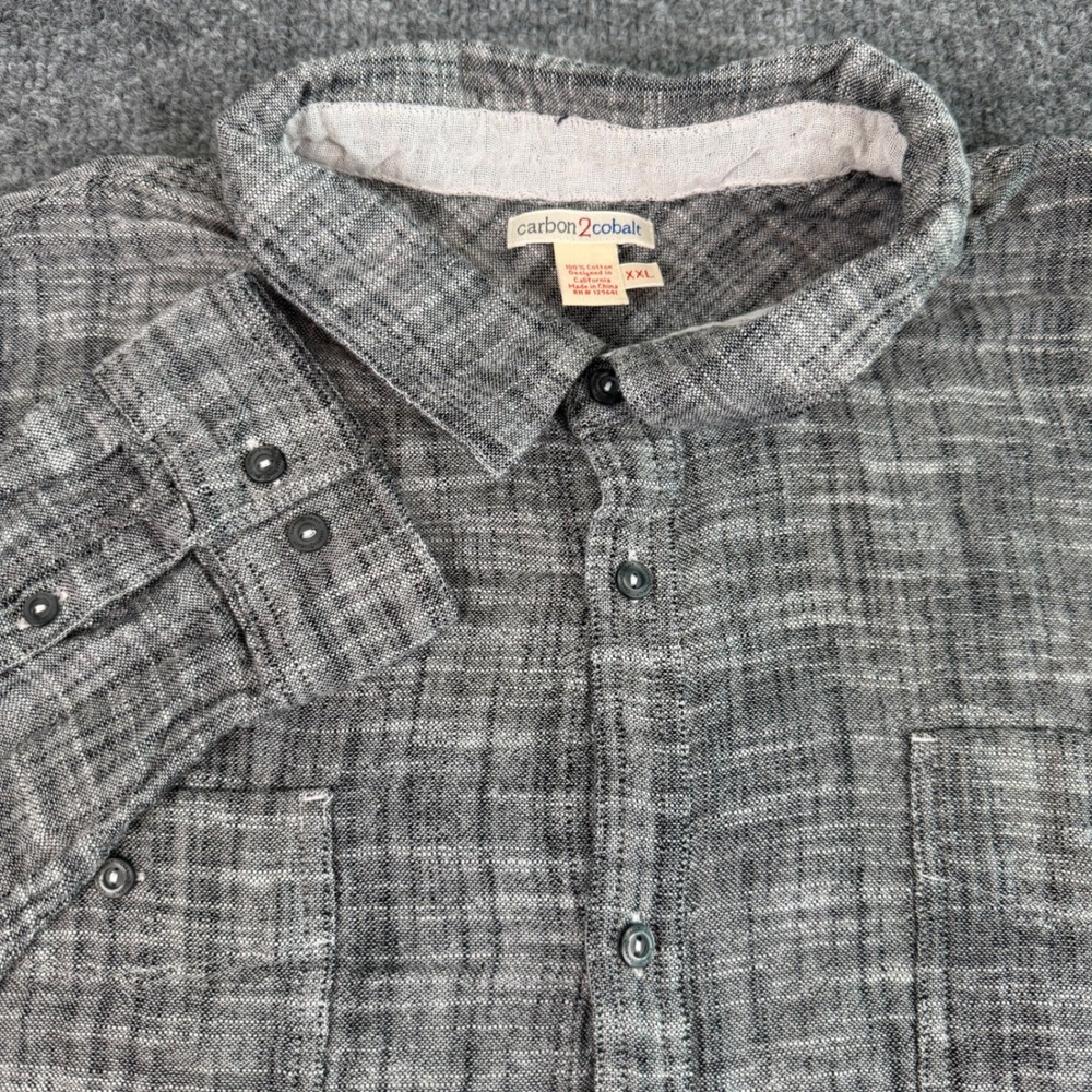 Carbon2Cobalt Mens Button Down Shirt XXL Textured Slub Cotton Grey LS EUC
